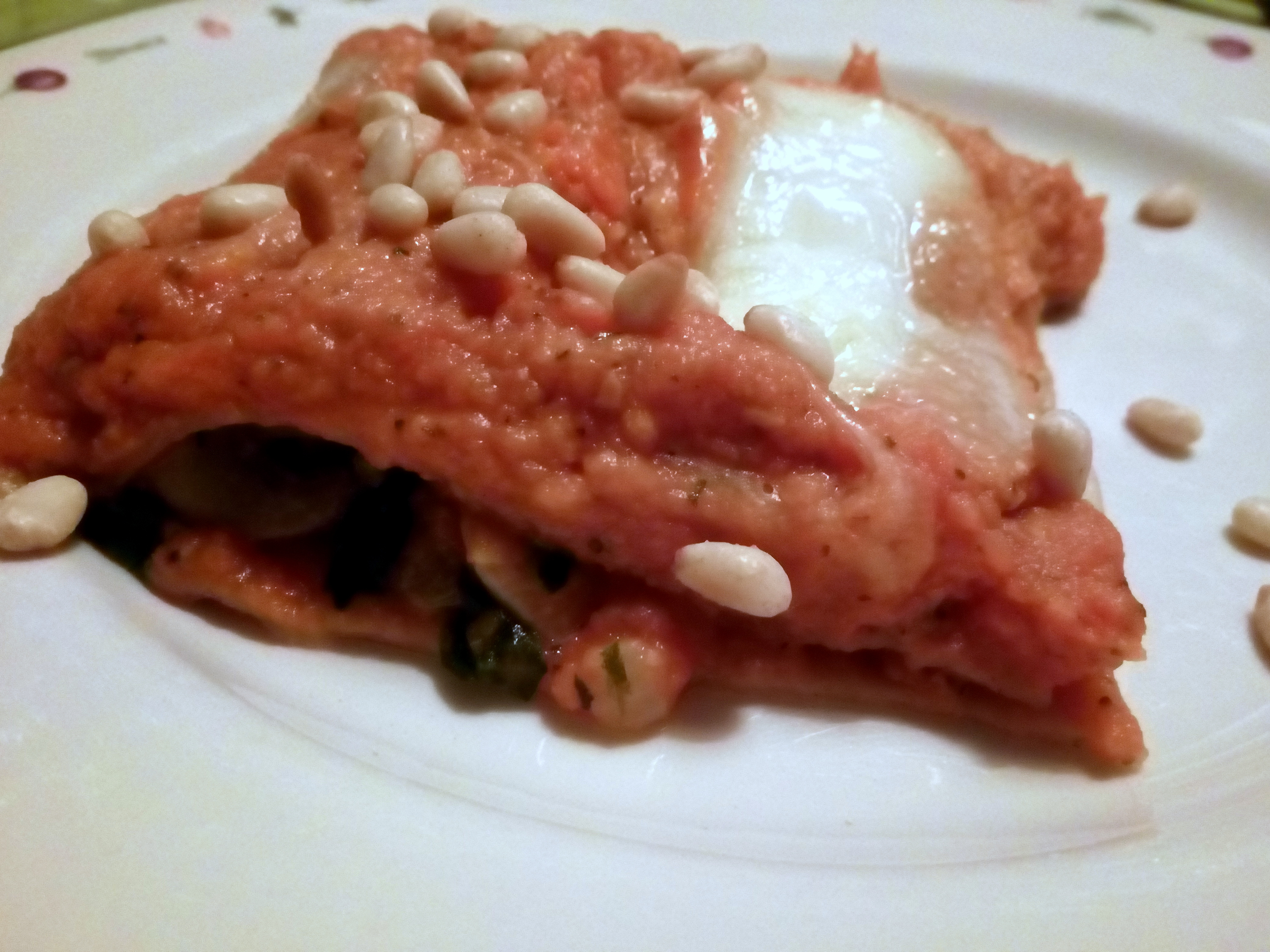 Pompoenlasagne met spinazie en champignons Pompoenlasagne met spinazie en champignons